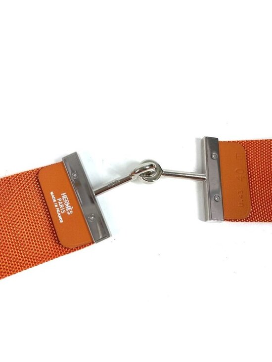 Hermes Belt Logo Canvas Orange